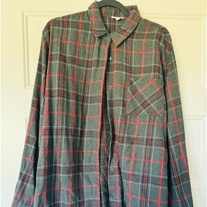 Plaid Loose Fitting Button Up Shirt